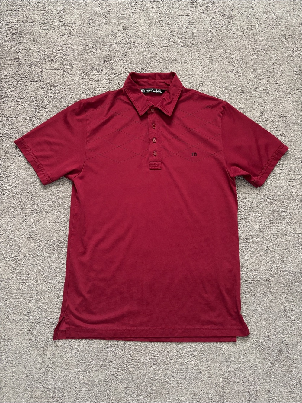 Travis Mathew Men's Burgundy Golf Polo with Subtle Embroidery